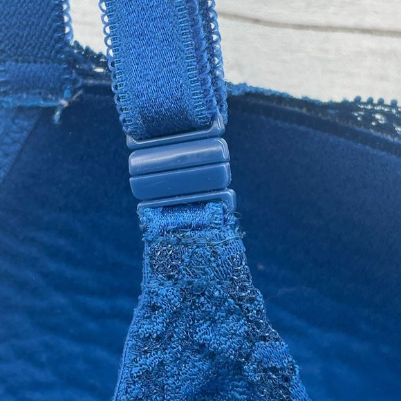 Victorias Secret Sz 32DD Dream Angels Lined Demi Bra Blue Lace Adjustable Straps - Picture 5 of 8